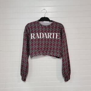 Rodarte Size XS Cropped "RADARTE" Sweatshirt Boxy Oversized Houndstooth Designer
